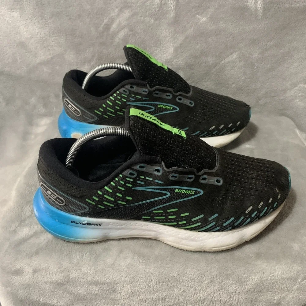 Brooks Glycerin 20 Men's Running Shoes 10 Black Blue Green Athletic Sneakers‎